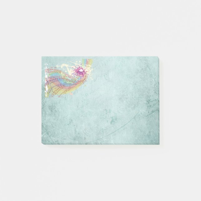 Retro Rainbow and Music Notes on a Shabby Texture (Front)