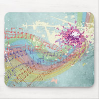 Retro Rainbow and Music Notes on a Shabby Texture
