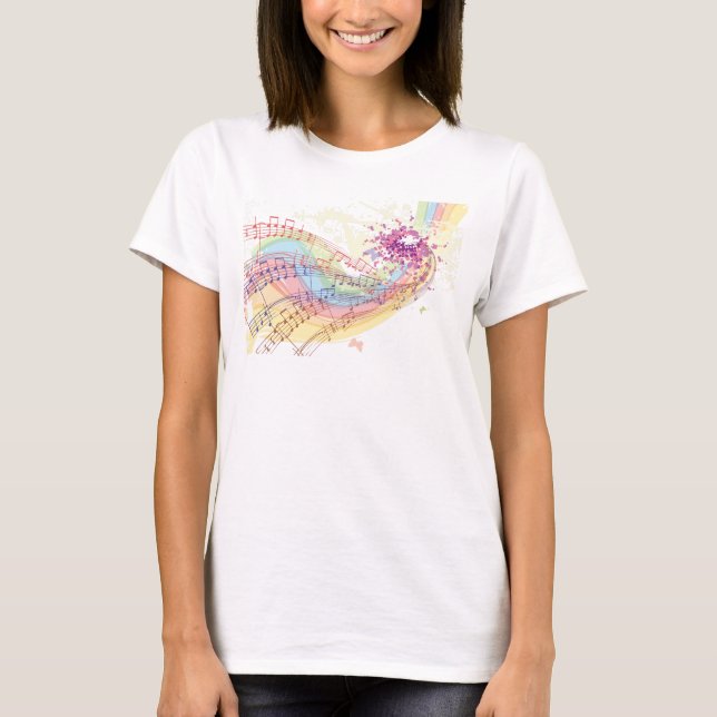 Retro Rainbow and Music Notes T-Shirt (Front)