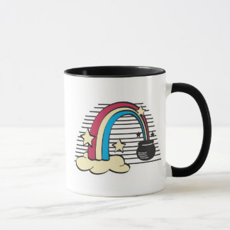 retro rainbow and pot o gold, retro rainbow and... mug