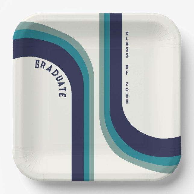 Retro Rainbow Arch Graduation Party  Paper Plate (Front)