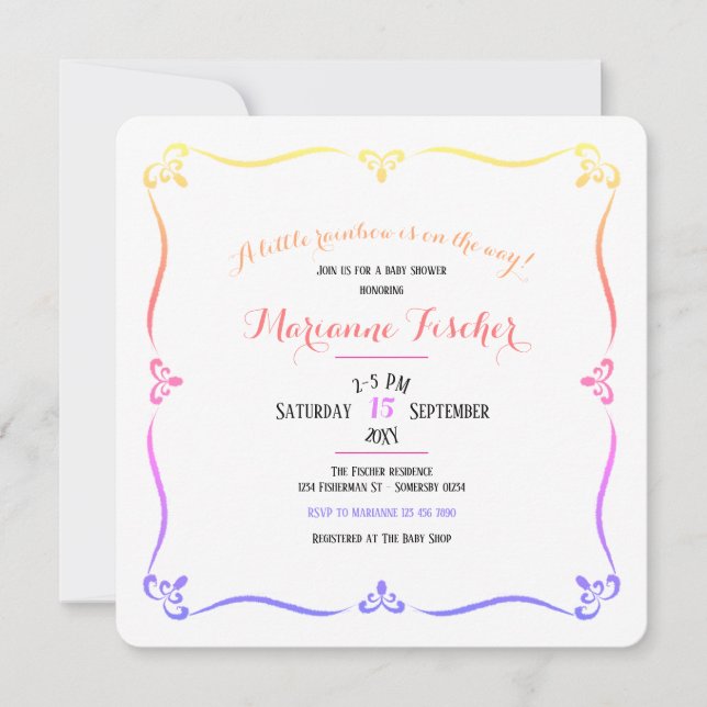 Retro Rainbow Baby Shower Invitation (Front)
