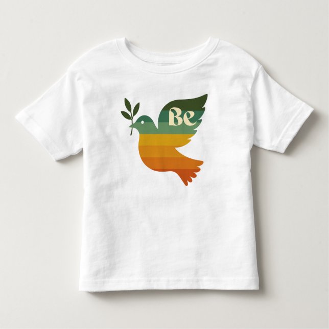 Retro Rainbow Be Peace Dove Toddler Tshirt (Front)