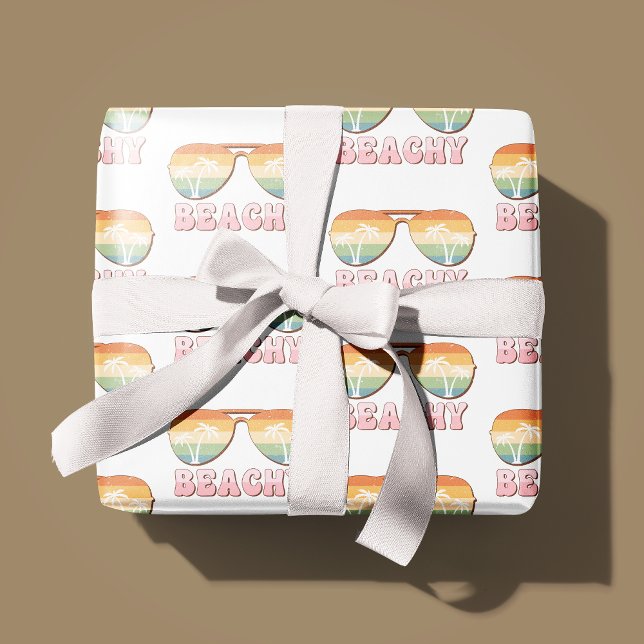 Retro Rainbow Beachy Sunglasses with Palm Trees Wrapping Paper (Creator Uploaded)