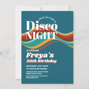 Retro Rainbow Birthday 60s 70s 80s Vintage Party  Invitation