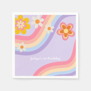  Retro Rainbow Birthday  Napkin