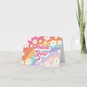 Retro Rainbow Birthday Thank You Card