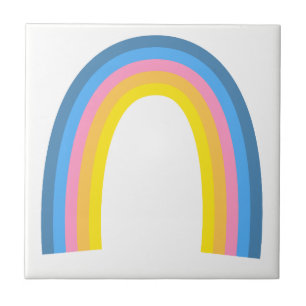 Retro Rainbow Bue Pink Orange Yellow Ceramic Tile