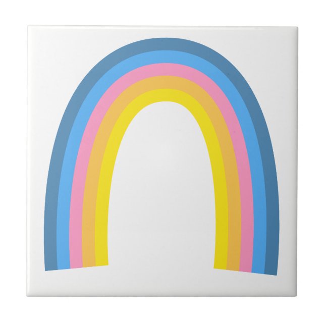 Retro Rainbow Bue Pink Orange Yellow Ceramic Tile (Front)