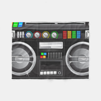 retro rainbow buttons boombox ghetto blaster fleece blanket