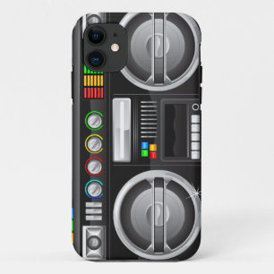 retro rainbow buttons boombox ghetto master iPhone 11 case