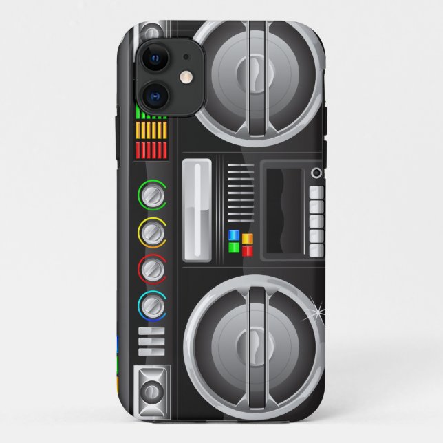 retro rainbow buttons boombox ghetto master Case-Mate iPhone case (Back)