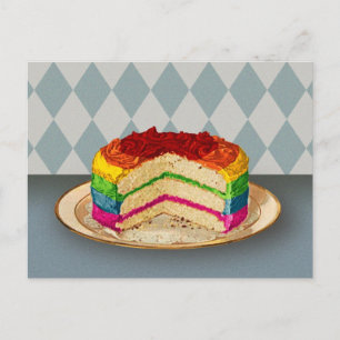 Retro Rainbow Cake Postcard