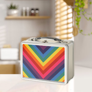 Retro Rainbow Chevron Colourful Metal Lunch Box