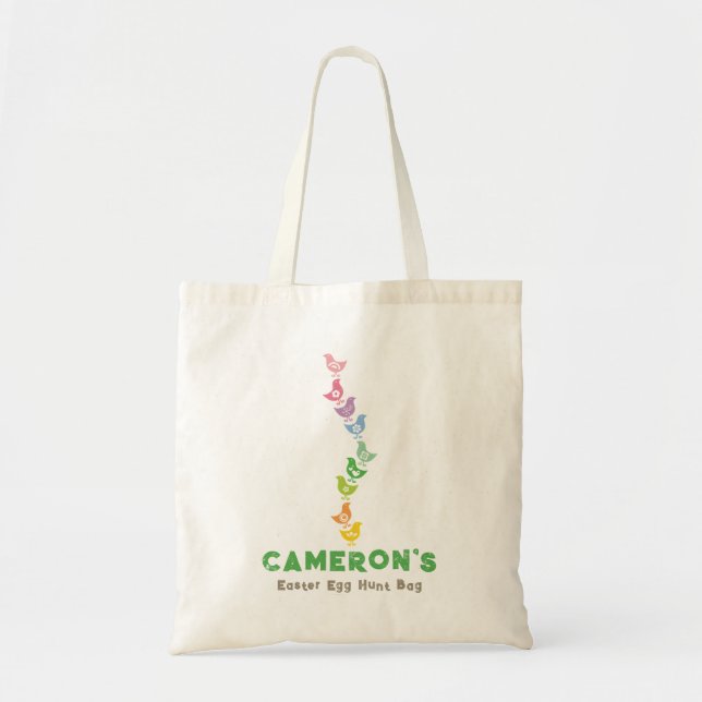 Retro Rainbow Chicks Chic Cute Easter Egg Hunt Tote Bag (Front)