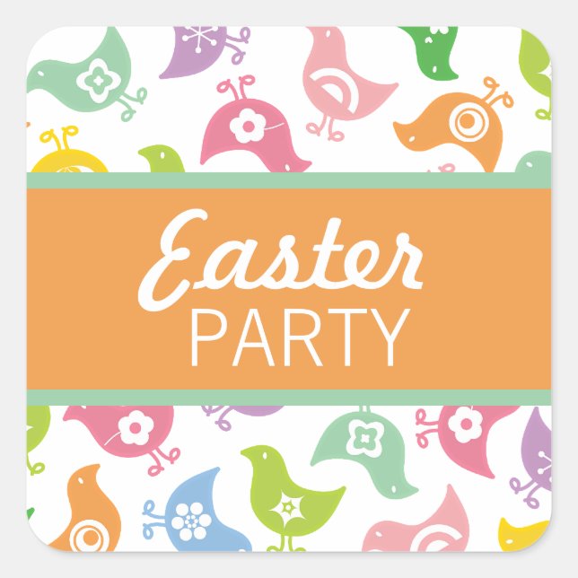 Retro Rainbow Chicks Easter Party Favours Gift Tag (Front)