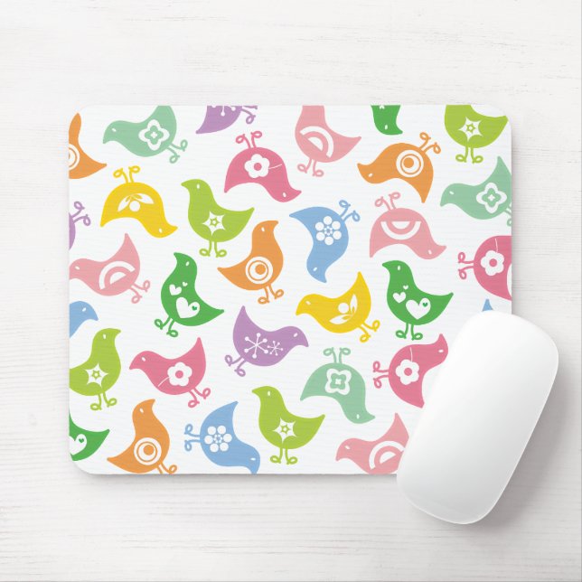 Retro Rainbow Chicks Fun Pattern Custom Mousepad (With Mouse)