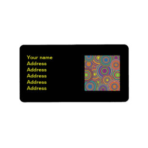Retro Rainbow Circles Pattern Label