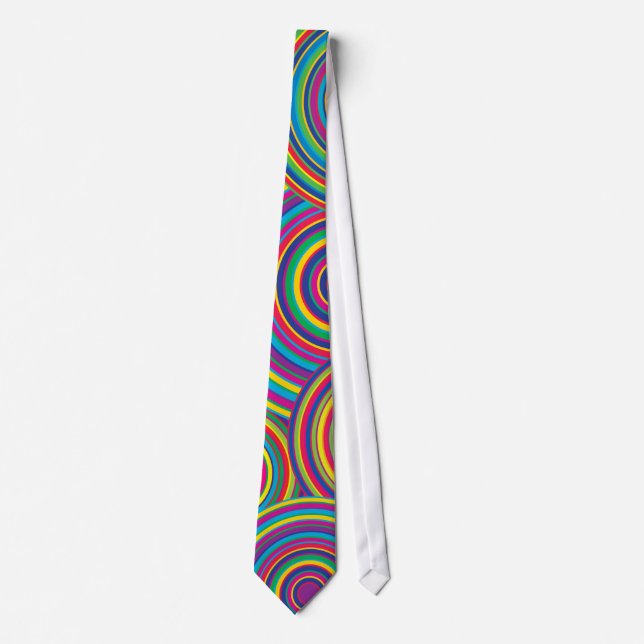Retro Rainbow Circles Pattern Tie (Front)