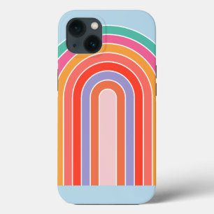 Retro Rainbow Colourful Blue iPhone 13 Case