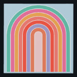 Retro Rainbow Colourful Blue Faux Canvas Print<br><div class="desc">Abstract Retro Rainbow – Colourful Rainbow – Blue Background.</div>