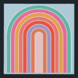 Retro Rainbow Colourful Blue Faux Canvas Print<br><div class="desc">Abstract Retro Rainbow – Colourful Rainbow – Blue Background.</div>