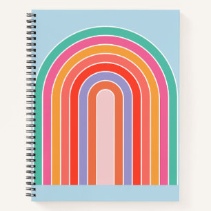 Retro Rainbow Colourful Blue Notebook