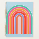 Retro Rainbow Colourful Blue Planner<br><div class="desc">Abstract Retro Rainbow – Colourful Rainbow – Blue Background.</div>