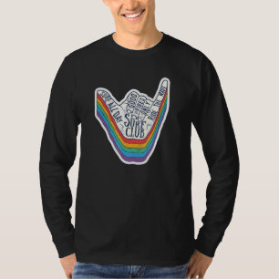 Retro Rainbow Colours Hang Loose Shaka Surf Club T-Shirt