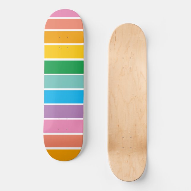 Retro Rainbow Cool Kid Skateboard (Front)