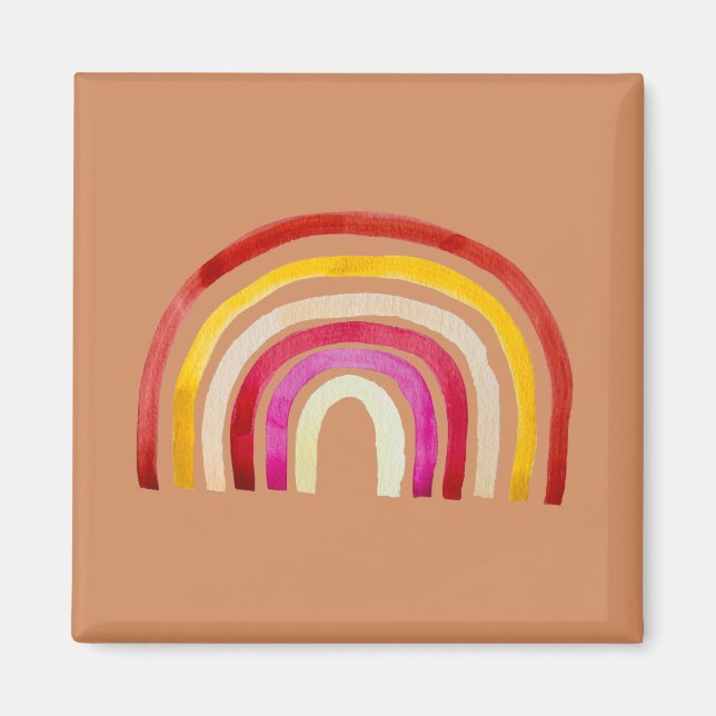 Retro Rainbow cute watercolor Magnet (Front)