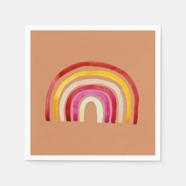 Retro Rainbow cute watercolor Napkin (Front)