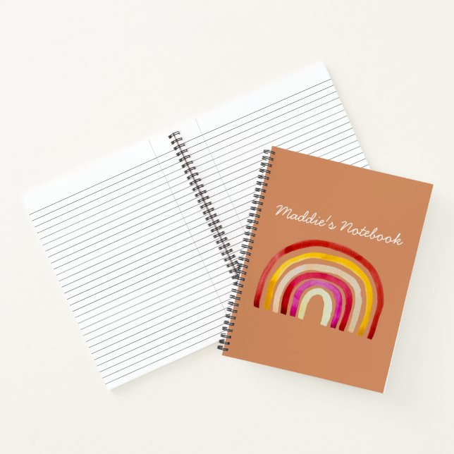 Retro Rainbow cute watercolor Notebook (Inside)
