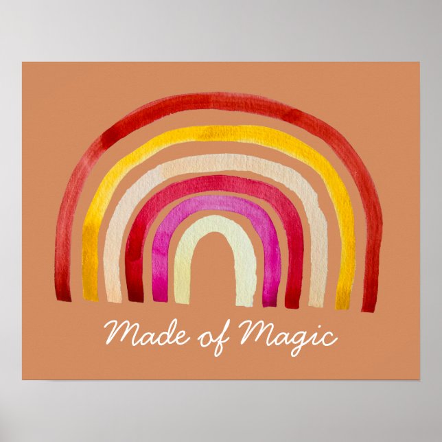 Retro Rainbow cute watercolor Poster (Front)