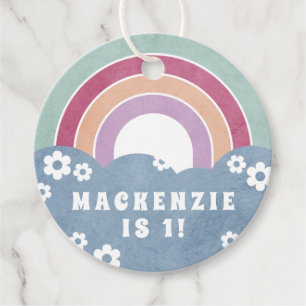 Retro Rainbow & Daisies Kid's Party Favour Gift Ta Favour Tags