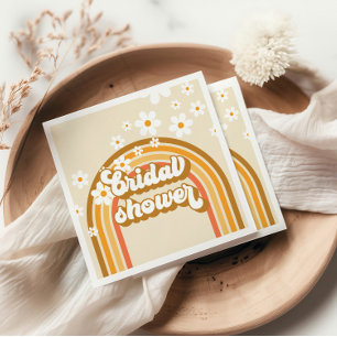 Retro Rainbow Daisy Groovy bridal shower Napkin