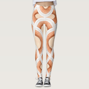 Retro Rainbow Design In Pastel Rust and Desert Leggings