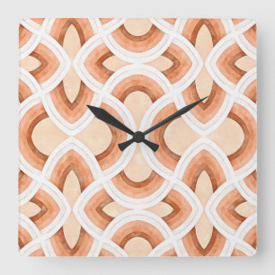 Retro Rainbow Design In Pastel Rust and Desert Square Wall Clock