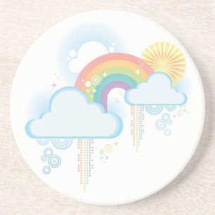 Retro Rainbow Design - Pastel Coaster