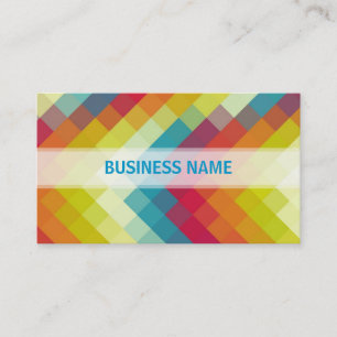 Retro Rainbow Diamond Pattern Business Card