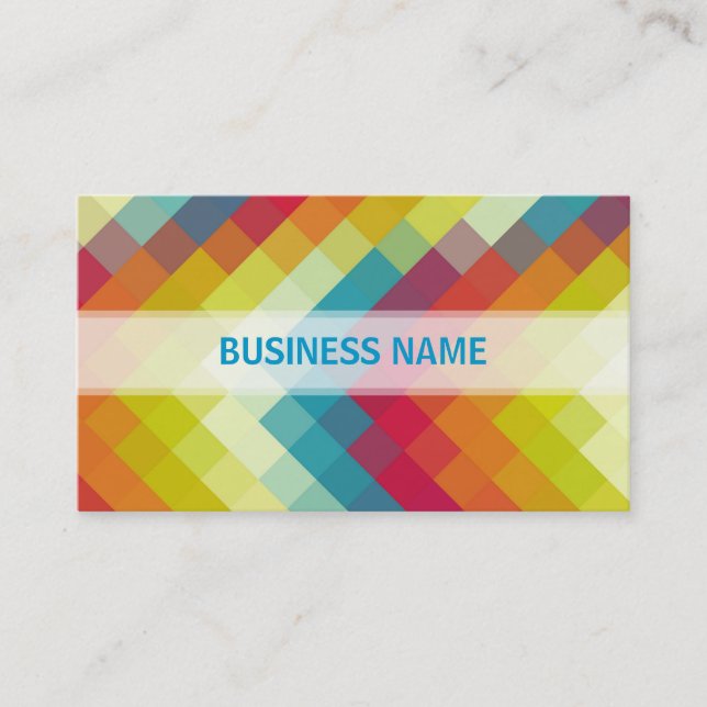 Retro Rainbow Diamond Pattern Business Card (Front)
