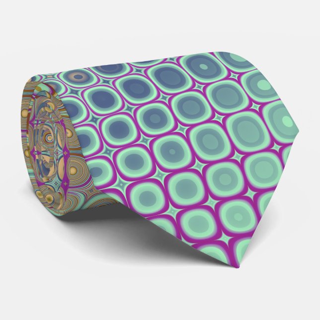 Retro Rainbow Dots Fractal Tie (Rolled)