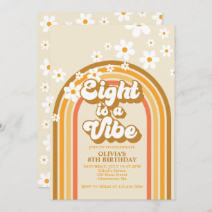 Retro Rainbow Eight is a Vibe Groovy 8th Birthday Invitation