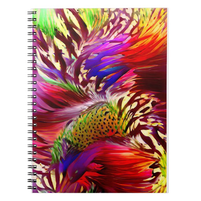 Retro Rainbow Feather Colour Swatch Blocks Notebook (Front)