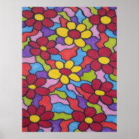Retro Rainbow Flower Pattern