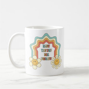 Retro Rainbow Flowers Have the Day You Deserve Coffee Mug