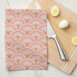 Retro Rainbow Flowers Pink & Coral Tea Towel<br><div class="desc">A cute retro pattern of rainbows and flowers inspired by 1960s and 70s design.This boho style pattern includes shades of pink,  peach,  coral,  terracotta and lavender</div>