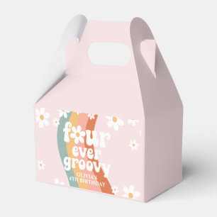 Retro Rainbow Four Ever Groovy Daisy 4th Birthday Favour Box