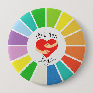 Retro Rainbow Free Mum Hugs   LGBT Pride 10 Cm Round Badge