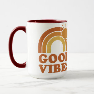Retro Rainbow Good Vibes Ceramic Mug